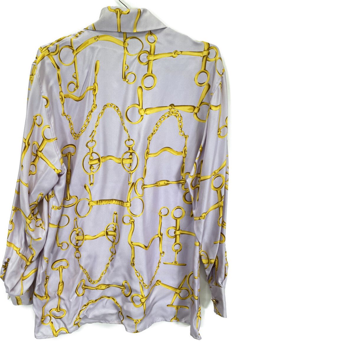 Gucci Purple Silk Horsebit Chain Long Sleeve Shirt 38 — view 2