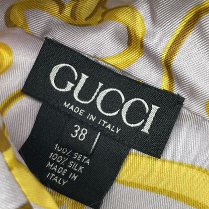 Gucci Purple Silk Horsebit Chain Long Sleeve Shirt 38 — view 3