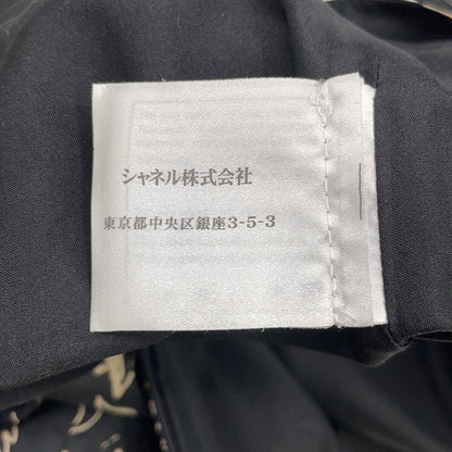 Chanel 06c Black Beige Silk 100 Camellia CC Logo Icon Print Pleats Midi Skirt 36 — view 4