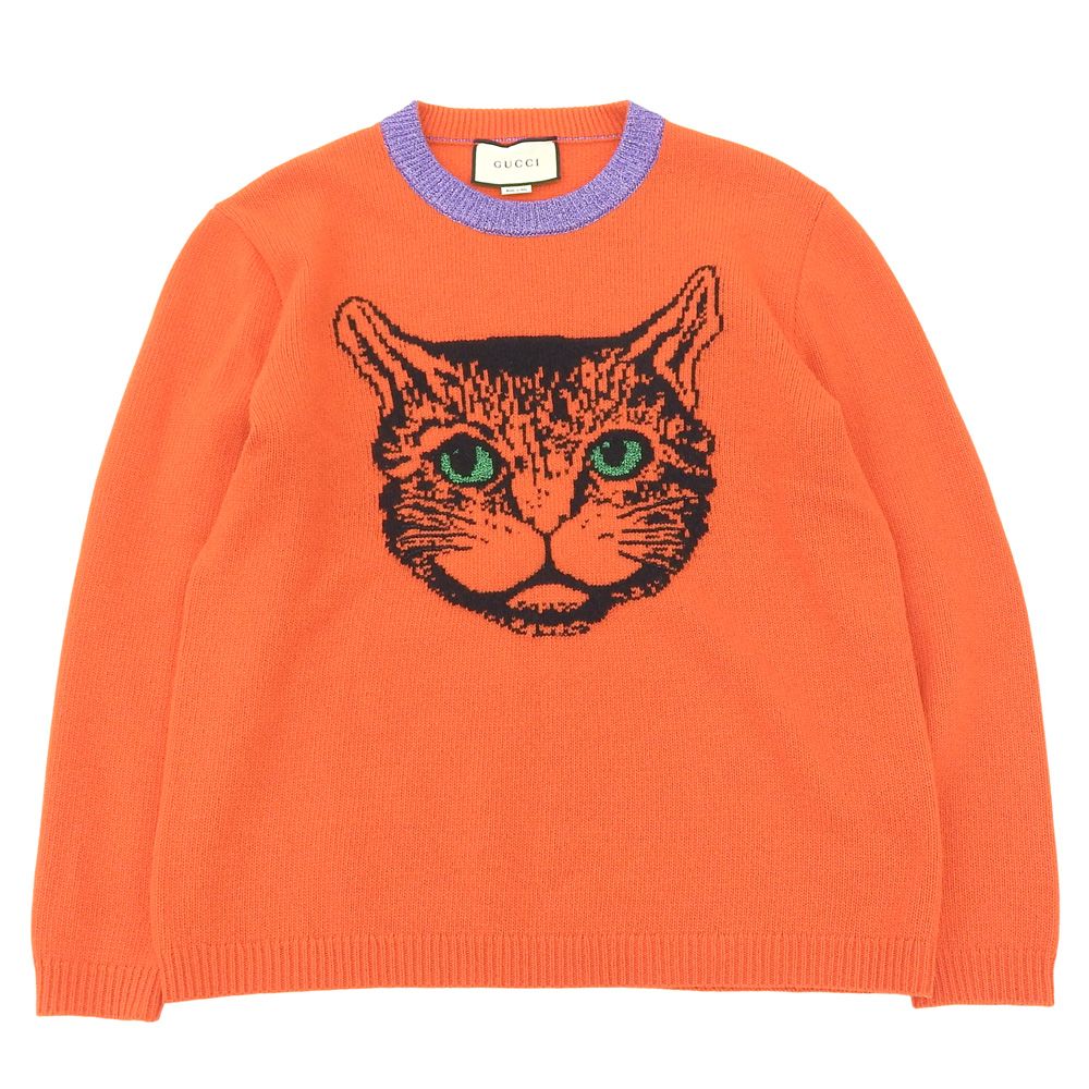 Gucci Mystic Cat Sweater Knit Top Orange