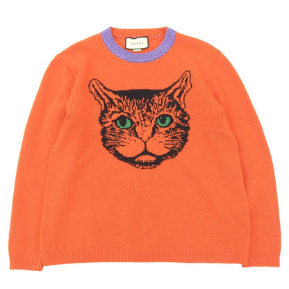 Gucci Mystic Cat Sweater Knit Top Orange