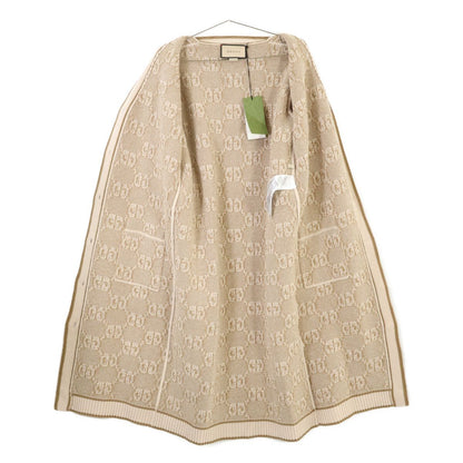 Gucci GG Wool Cles Jacquard Gold Button Long Cardigan — view 4