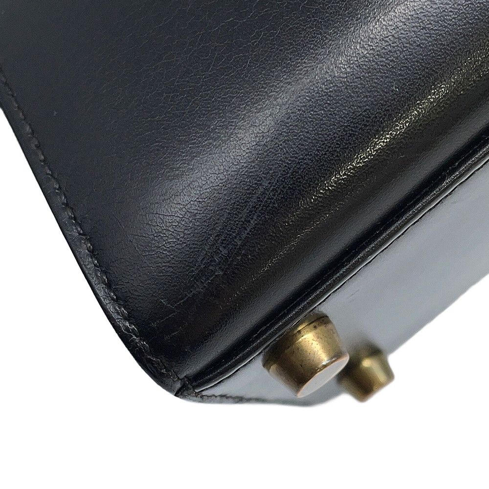 Hermes Handbag Mini Kelly Sellier Black Gold Box Calf 2-Way Bag — view 8