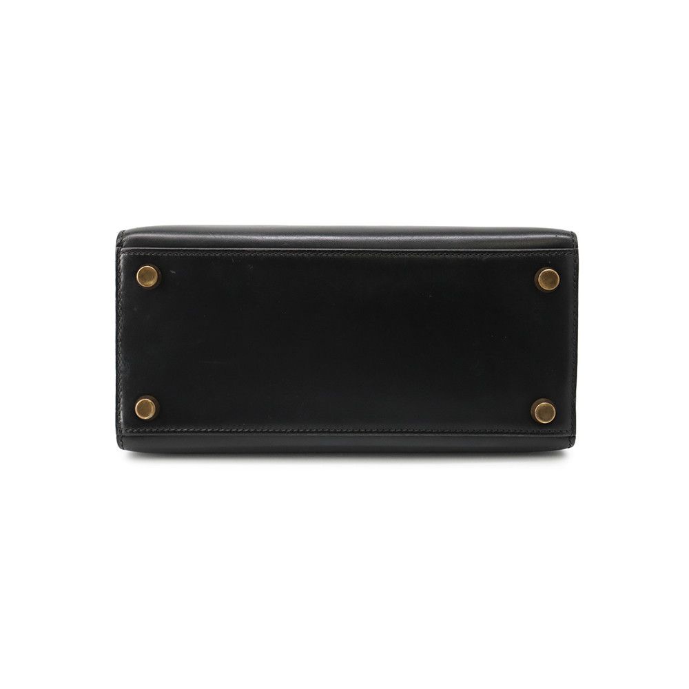 Hermes Handbag Mini Kelly Sellier Black Gold Box Calf 2-Way Bag — view 3