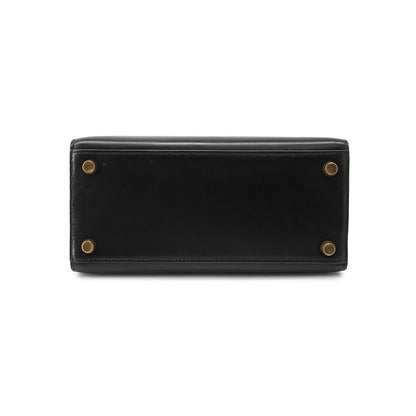 Hermes Handbag Mini Kelly Sellier Black Gold Box Calf 2-Way Bag — view 3