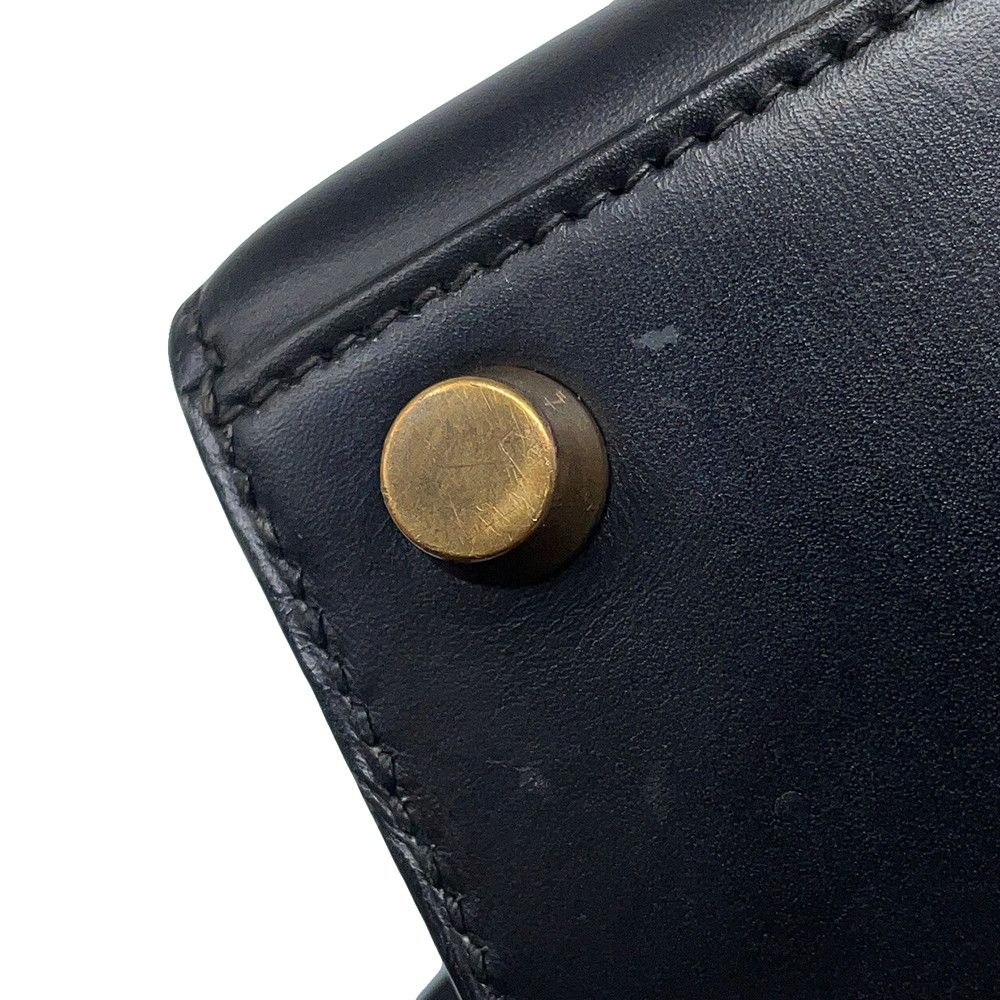 Hermes Handbag Mini Kelly Sellier Black Gold Box Calf 2-Way Bag — view 9