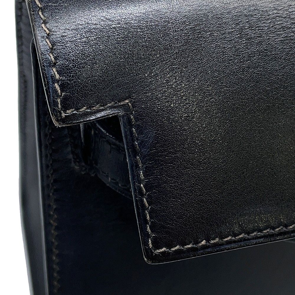 Hermes Handbag Mini Kelly Sellier Black Gold Box Calf 2-Way Bag — view 7