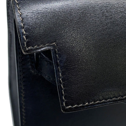 Hermes Handbag Mini Kelly Sellier Black Gold Box Calf 2-Way Bag — view 7