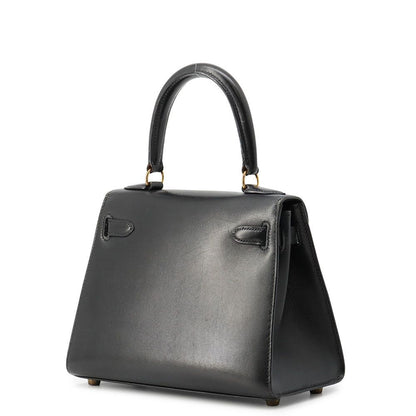 Hermes Handbag Mini Kelly Sellier Black Gold Box Calf 2-Way Bag — view 2