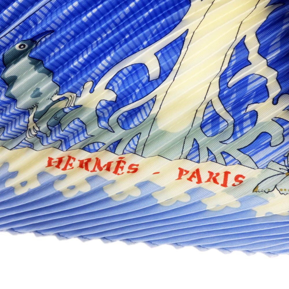 Hermes Heaven Carre Plisse Varangues Pleats Blue Light Multicolor Scarf — view 9