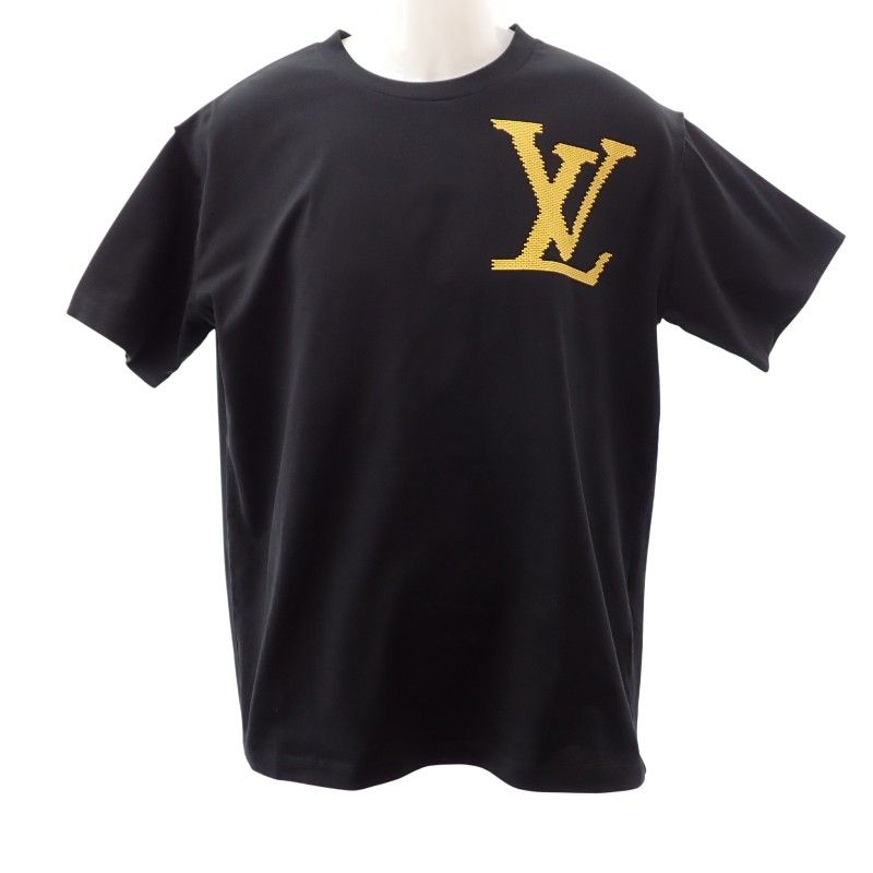 Louis Vuitton Brick Print Logo Virgil Avro Short Sleeve T-Shirt Cotton Black