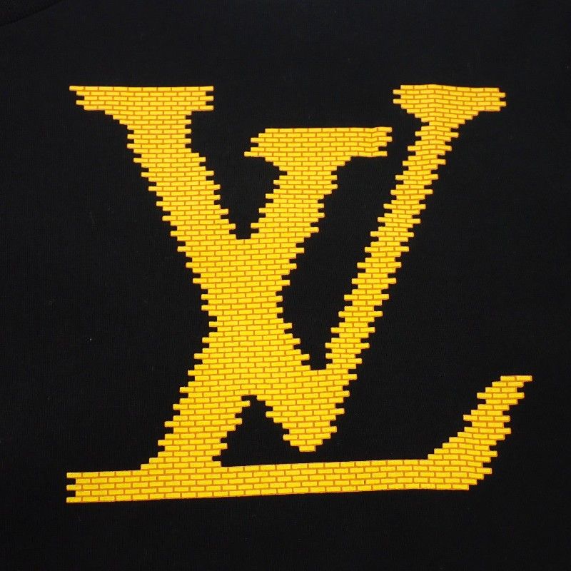 Louis Vuitton Brick Print Logo Virgil Avro Short Sleeve T-Shirt Cotton Black — view 3