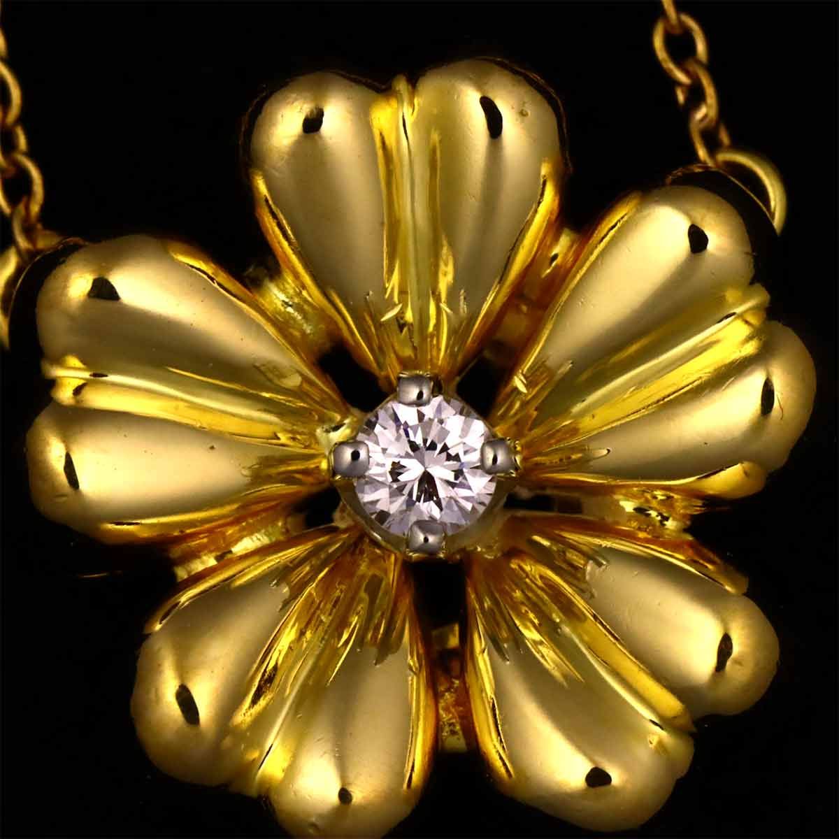 Tiffany & Co Diamond Necklace 49 cm 18k YG Yellow Gold 750 Flower — view 7