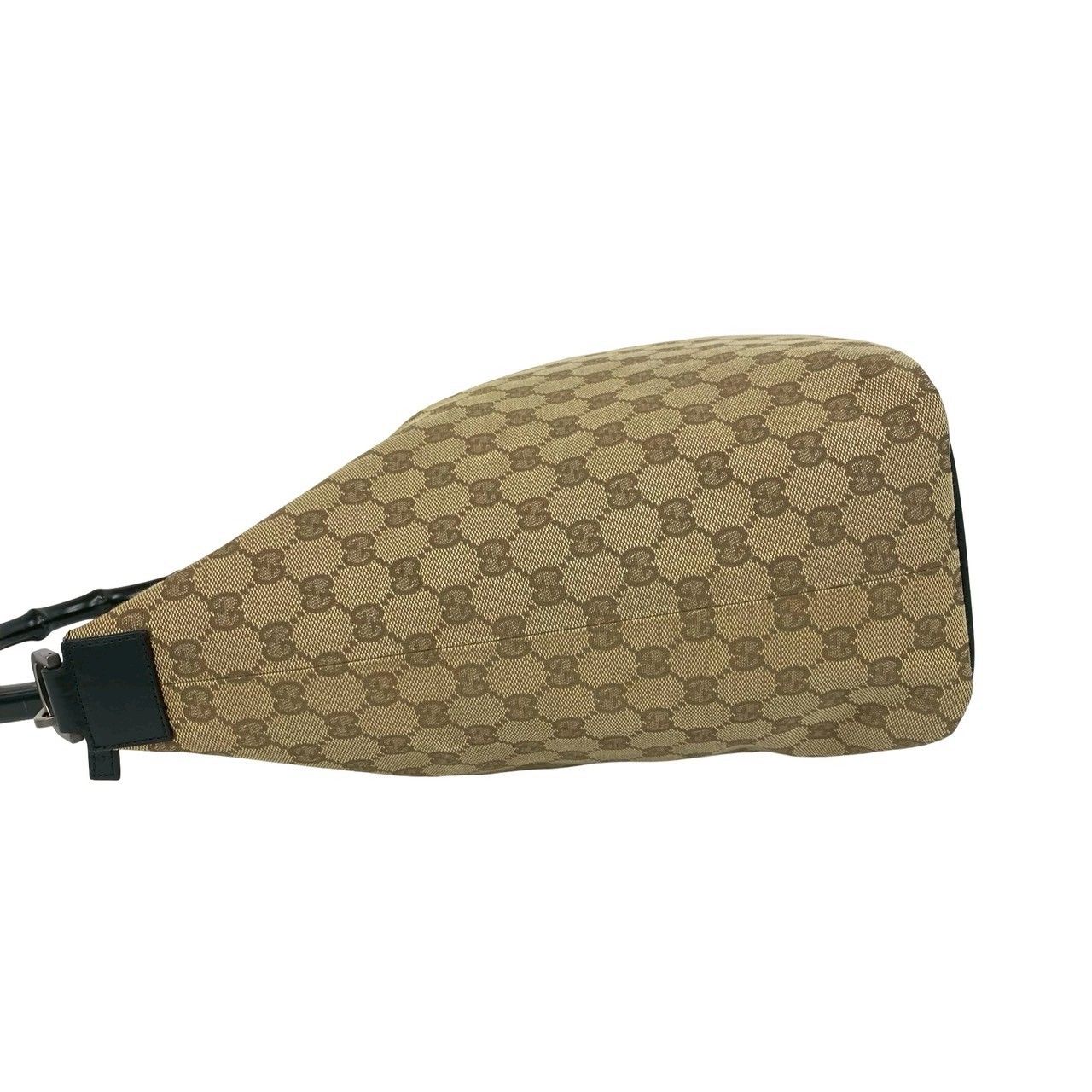 Gucci Bamboo GG Pattern Canvas Leather Shoulder Bag Tote Brown — view 5