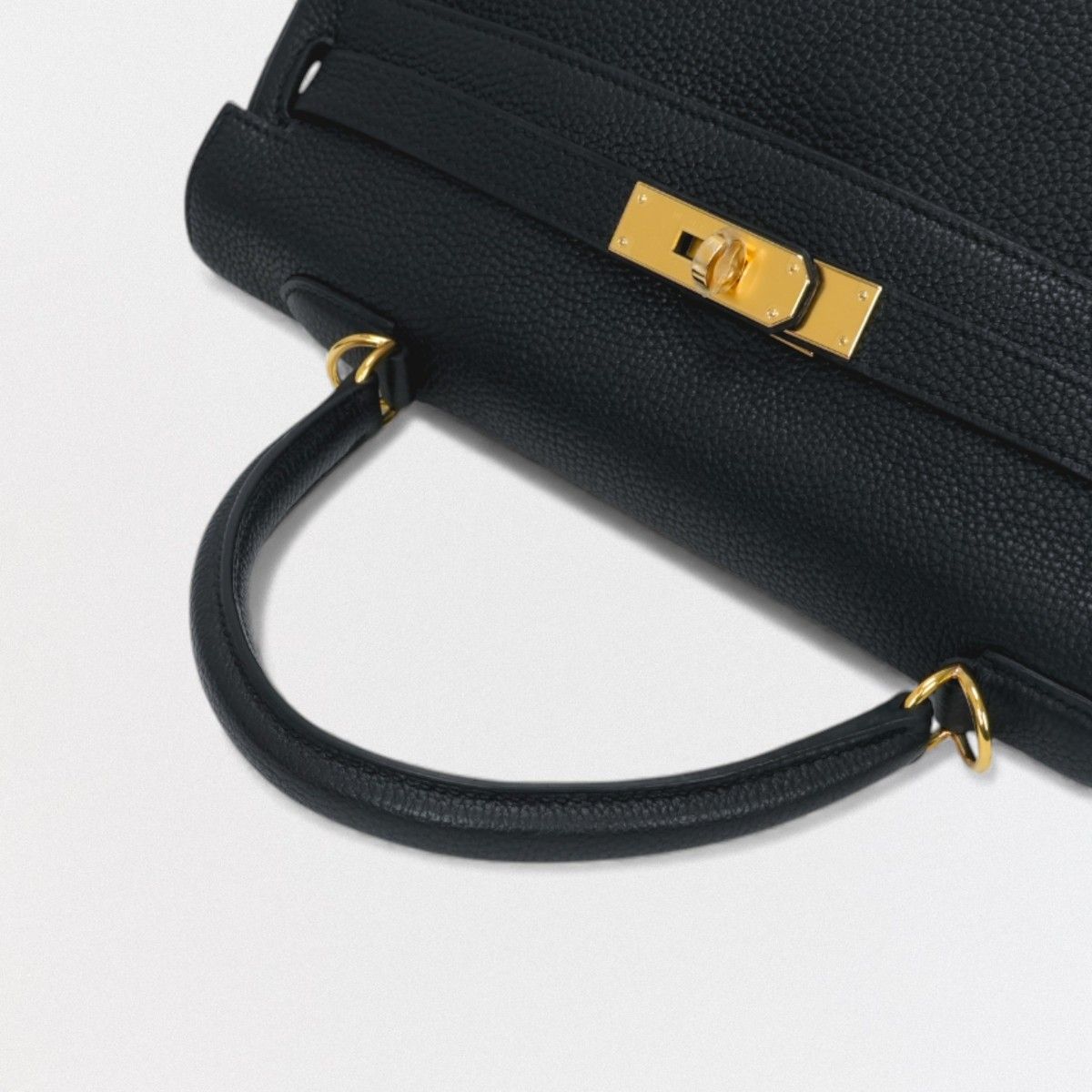 Hermes Kelly 35 Tote Shoulder Bag Togo Noir Black Gold Retourne V-shaped — view 4