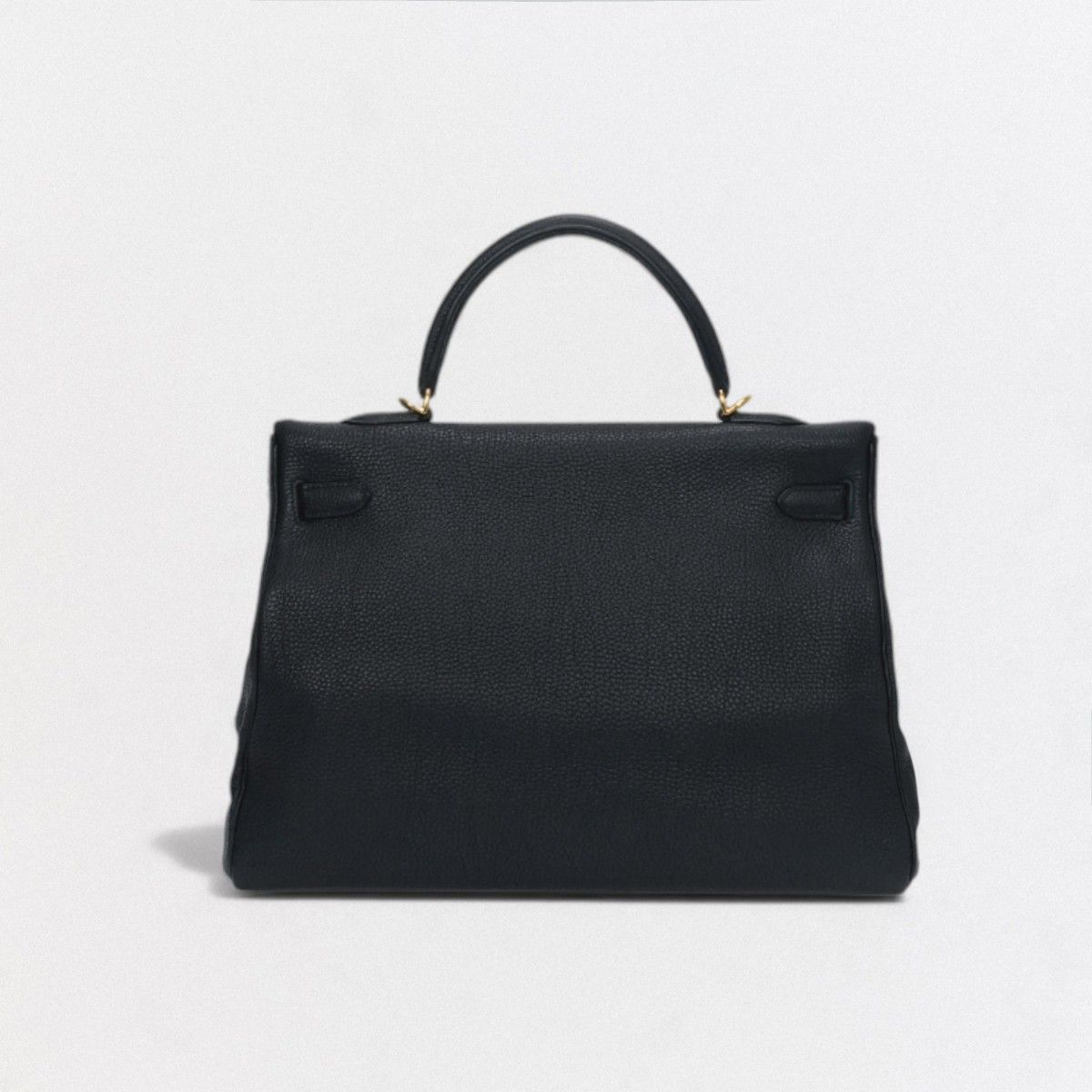 Hermes Kelly 35 Tote Shoulder Bag Togo Noir Black Gold Retourne V-shaped — view 3