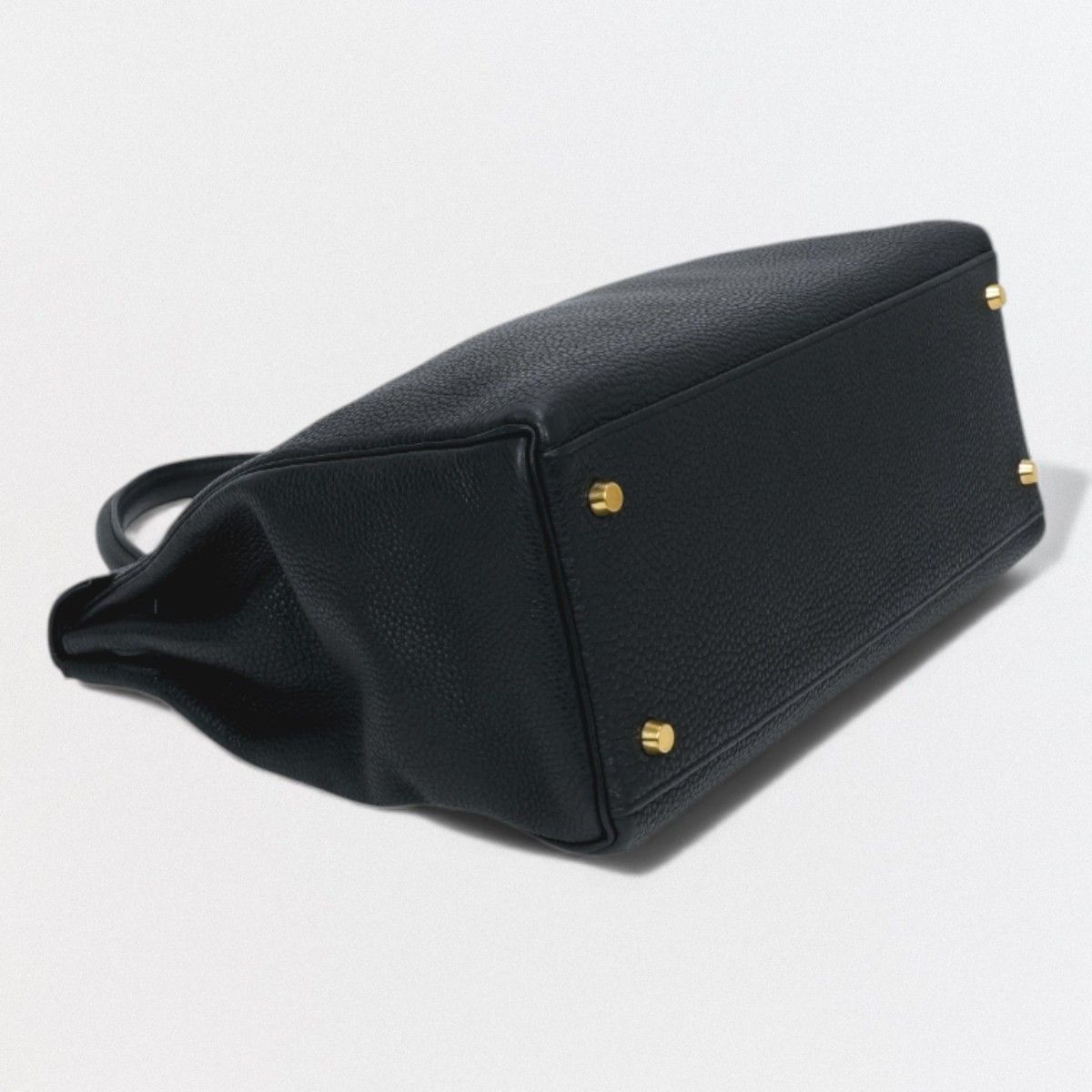 Hermes Kelly 35 Tote Shoulder Bag Togo Noir Black Gold Retourne V-shaped — view 6