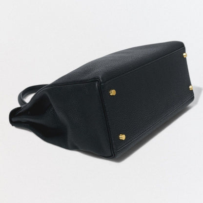 Hermes Kelly 35 Tote Shoulder Bag Togo Noir Black Gold Retourne V-shaped — view 6