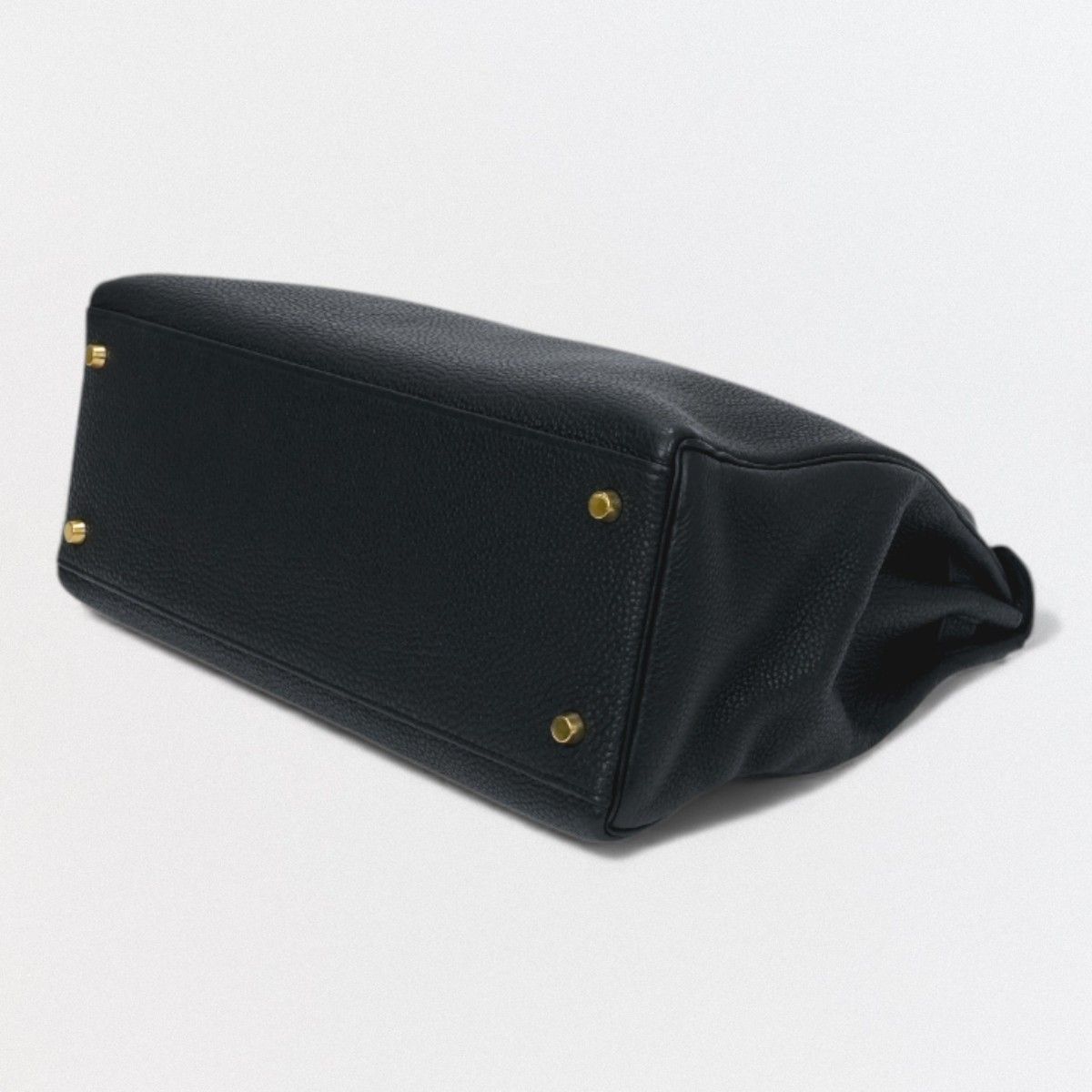 Hermes Kelly 35 Tote Shoulder Bag Togo Noir Black Gold Retourne V-shaped — view 5