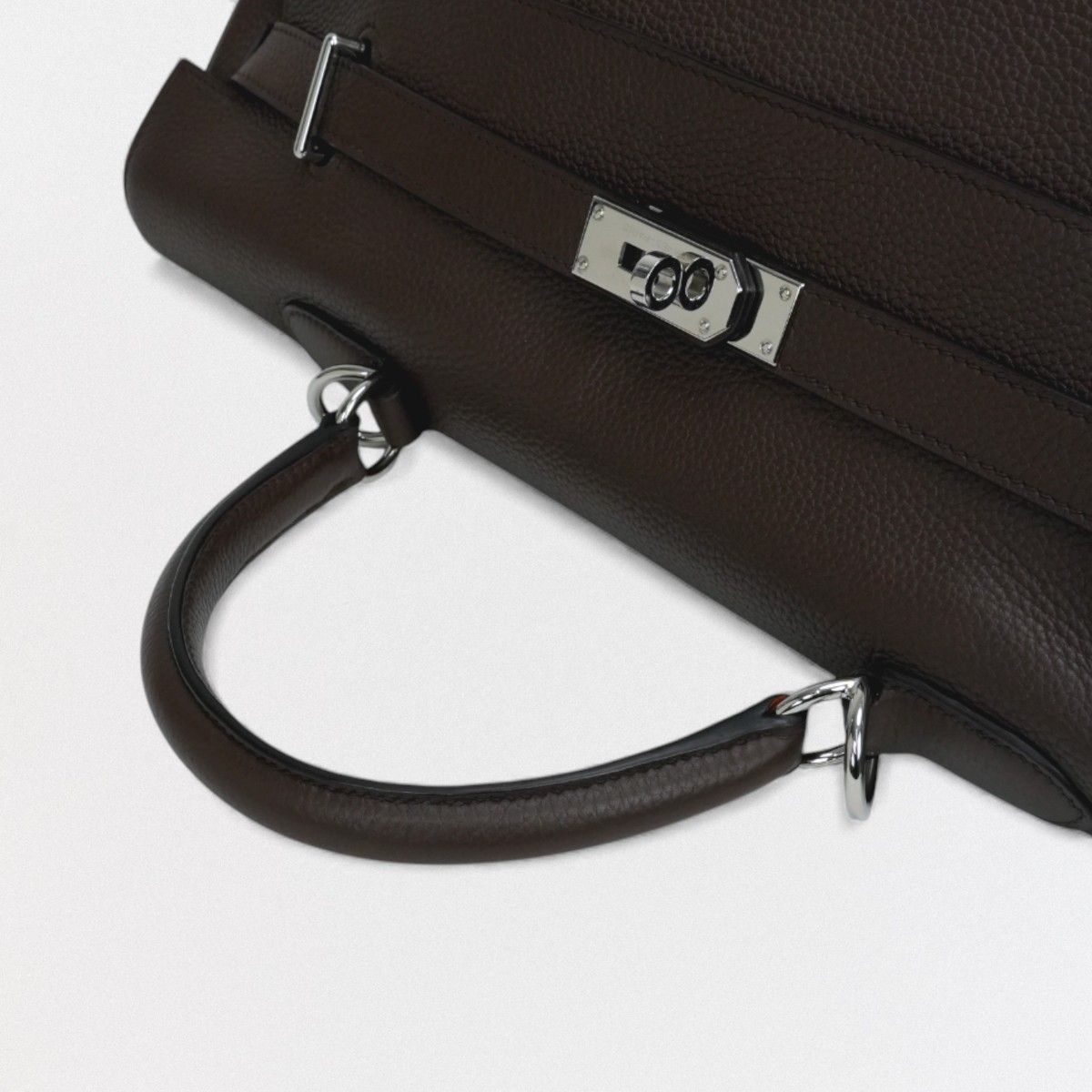Hermes Kelly 50 Tote Shoulder Bag Togo Brown Silver V-shaped Retourne — view 4