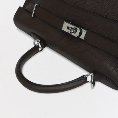 Hermes Kelly 50 Tote Shoulder Bag Togo Brown Silver V-shaped Retourne — view 4