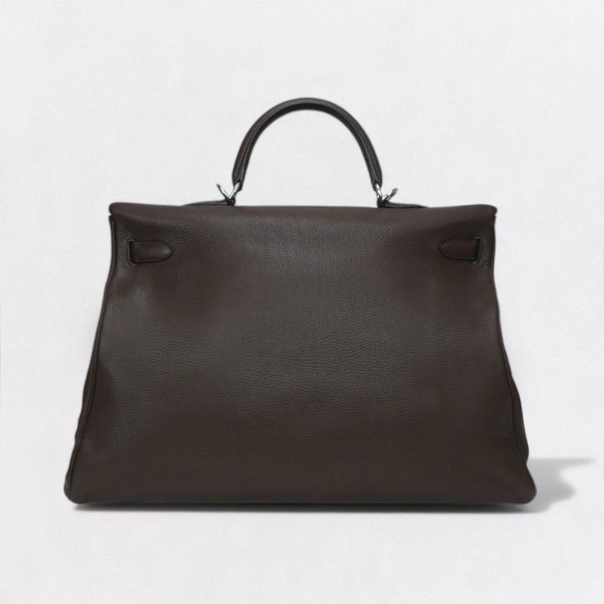 Hermes Kelly 50 Tote Shoulder Bag Togo Brown Silver V-shaped Retourne — view 3