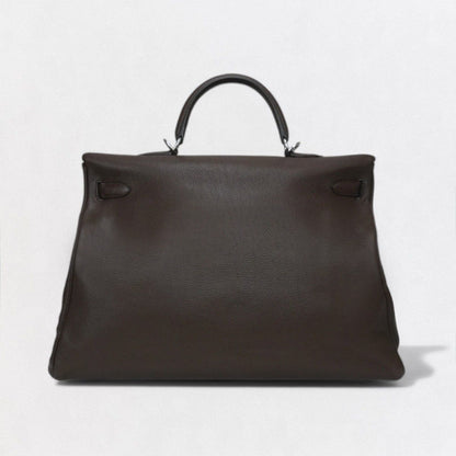 Hermes Kelly 50 Tote Shoulder Bag Togo Brown Silver V-shaped Retourne — view 3
