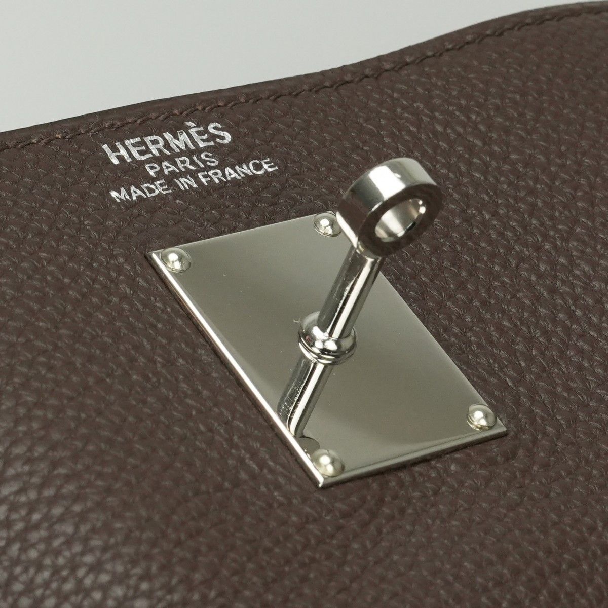 Hermes Kelly 50 Tote Shoulder Bag Togo Brown Silver V-shaped Retourne — view 8