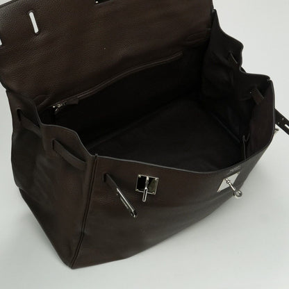 Hermes Kelly 50 Tote Shoulder Bag Togo Brown Silver V-shaped Retourne — view 9
