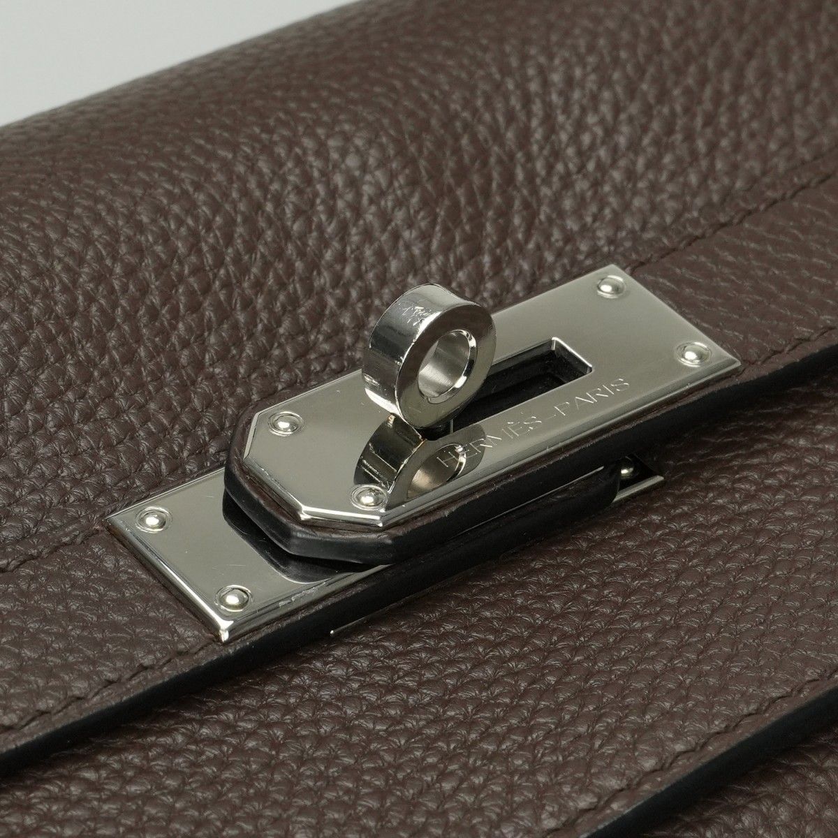 Hermes Kelly 50 Tote Shoulder Bag Togo Brown Silver V-shaped Retourne — view 7