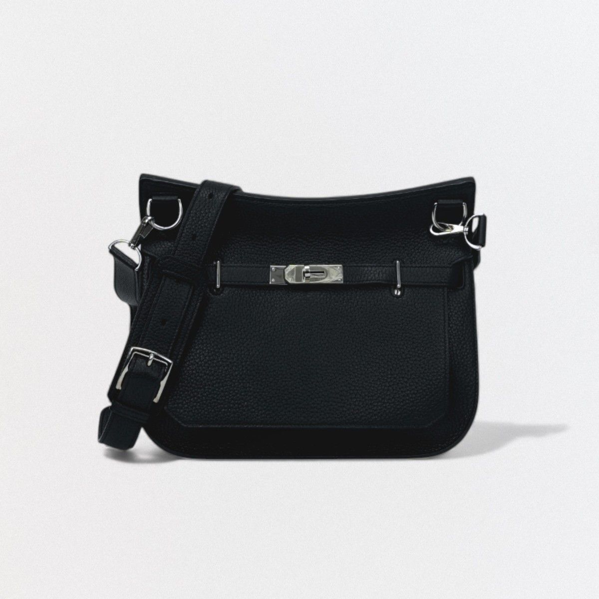 Hermes Gipsiere 28 Shoulder Bag Taurillon Clemence Noir Black Silver