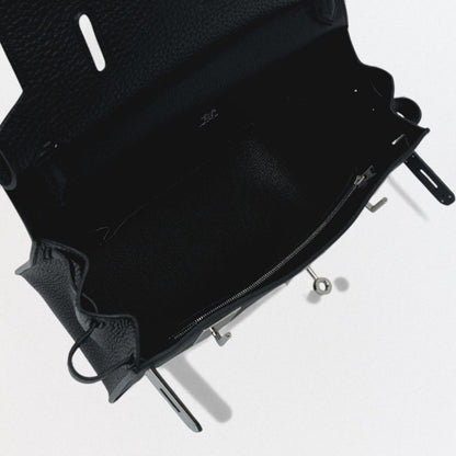 Hermes Gipsiere 28 Shoulder Bag Taurillon Clemence Noir Black Silver — view 8