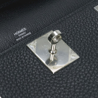 Hermes Gipsiere 28 Shoulder Bag Taurillon Clemence Noir Black Silver — view 7