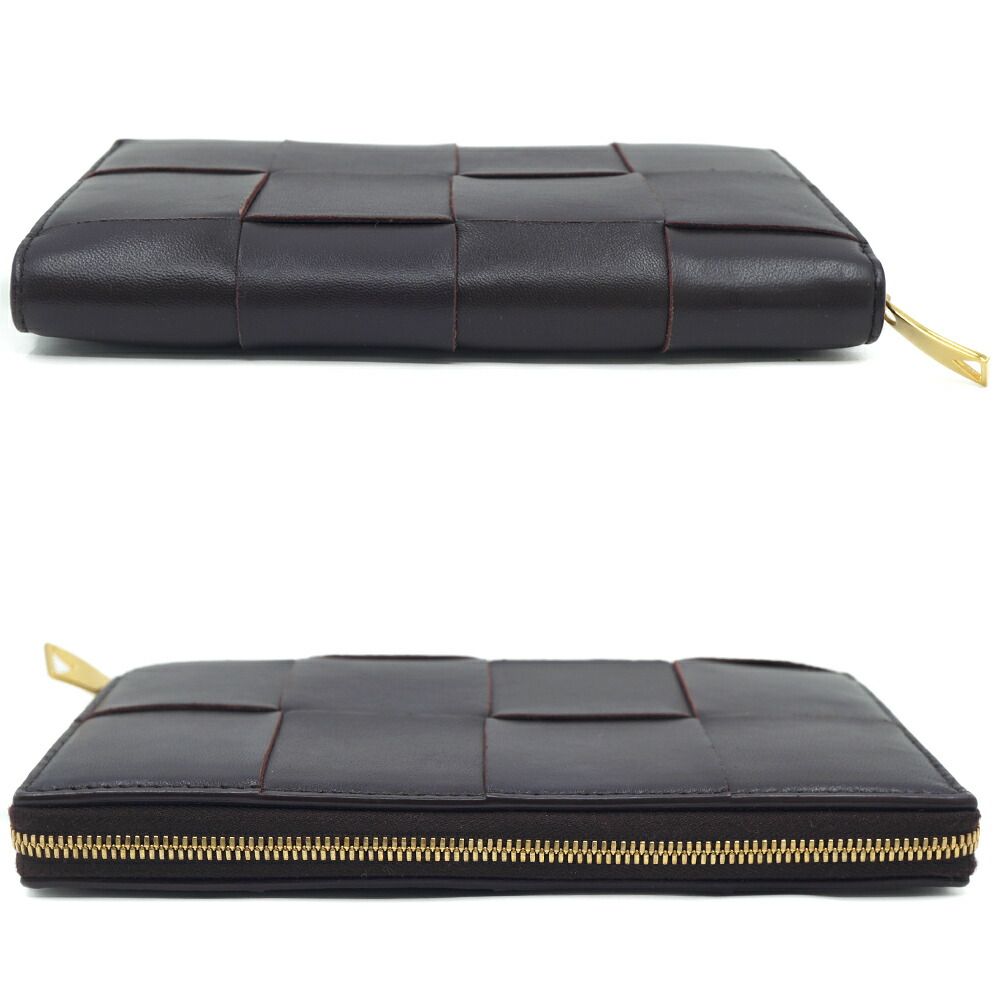Bottega Veneta Cassette Zip Around Wallet Intrecciato Leather Brown Gold — view 3