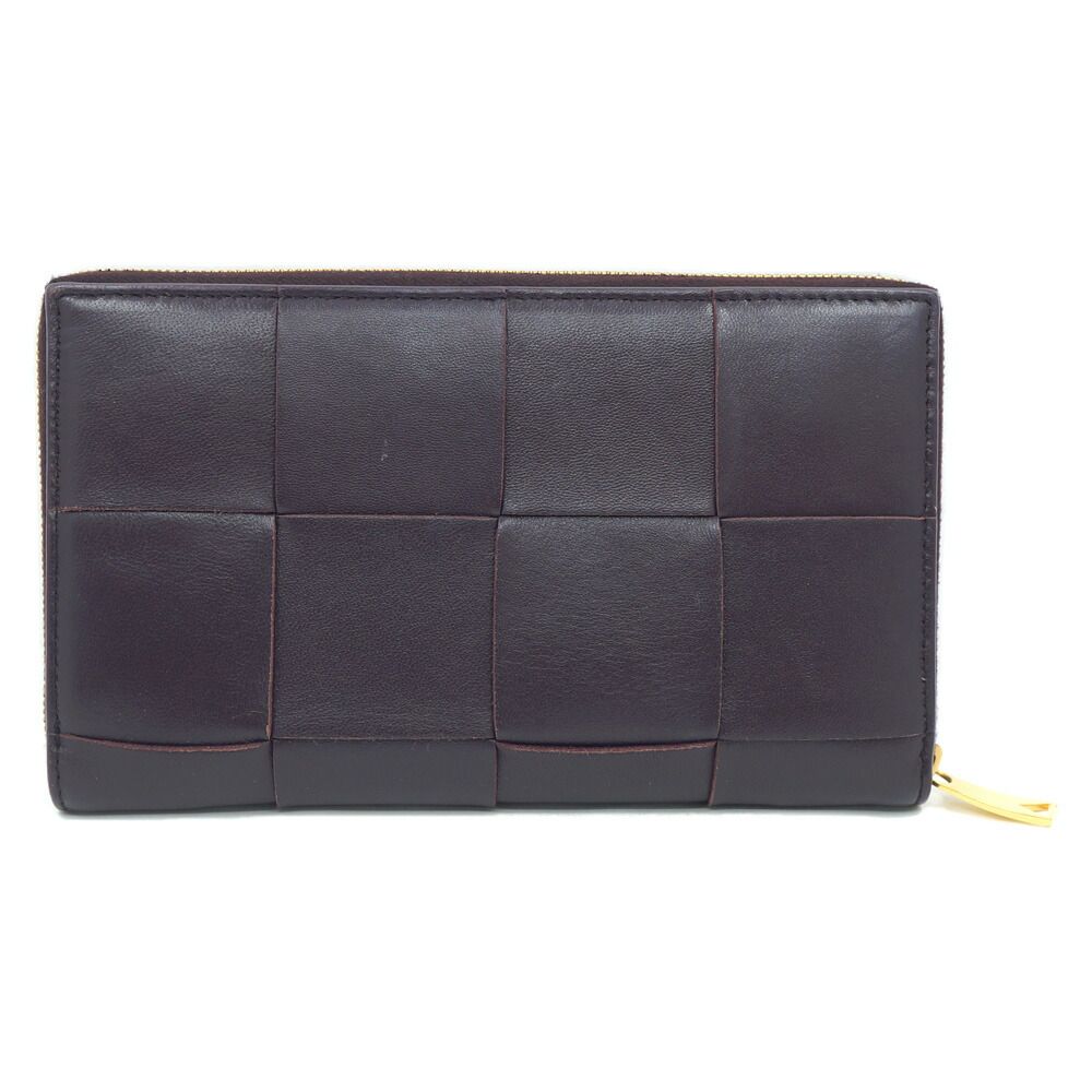 Bottega Veneta Cassette Zip Around Wallet Intrecciato Leather Brown Gold — view 2