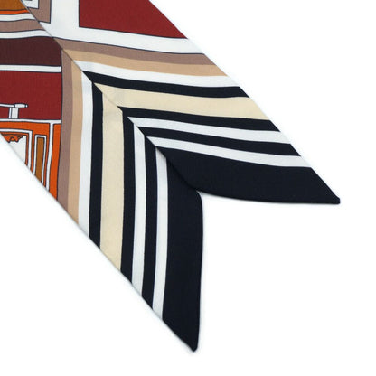Hermes Twilly Scarf George Washington's Carriage Detail Brown Multicolor — view 3