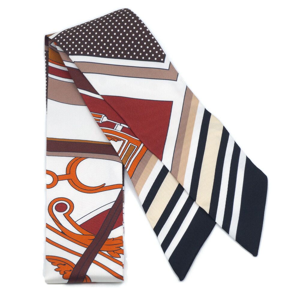 Hermes Twilly Scarf George Washington's Carriage Detail Brown Multicolor — view 2