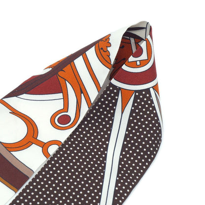 Hermes Twilly Scarf George Washington's Carriage Detail Brown Multicolor — view 8