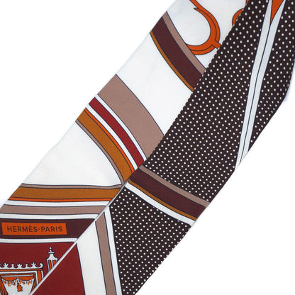 Hermes Twilly Scarf George Washington's Carriage Detail Brown Multicolor — view 7