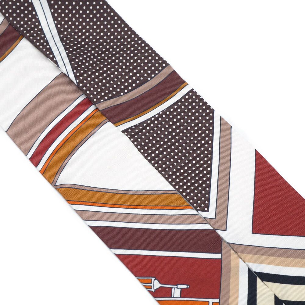 Hermes Twilly Scarf George Washington's Carriage Detail Brown Multicolor — view 4