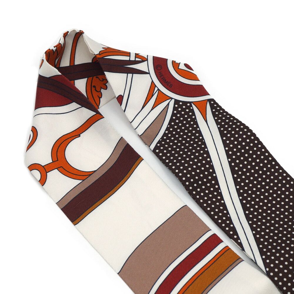 Hermes Twilly Scarf George Washington's Carriage Detail Brown Multicolor — view 5