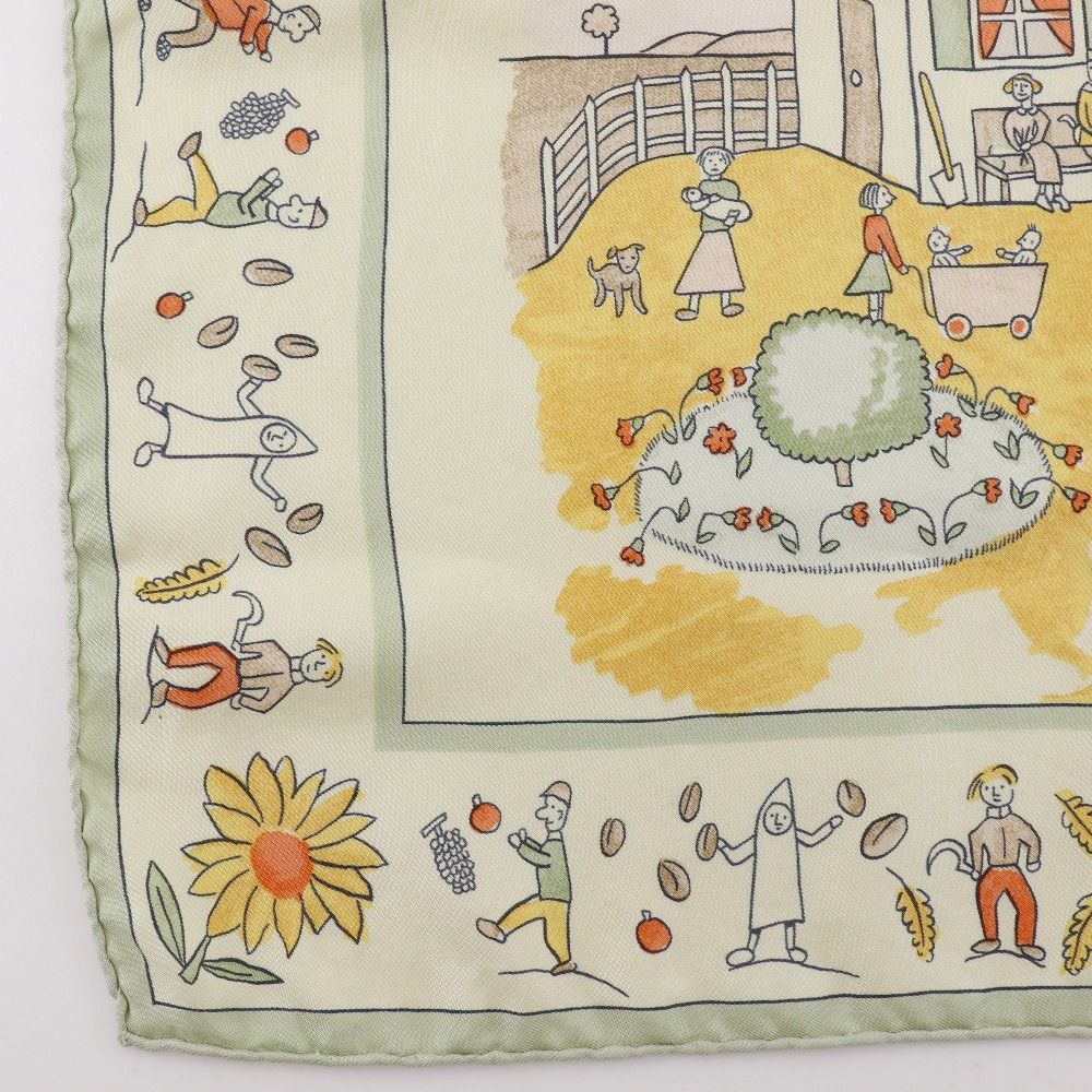 Hermes Retour Terre Carre 45 Silk Green LadyScarf Scarf — view 4