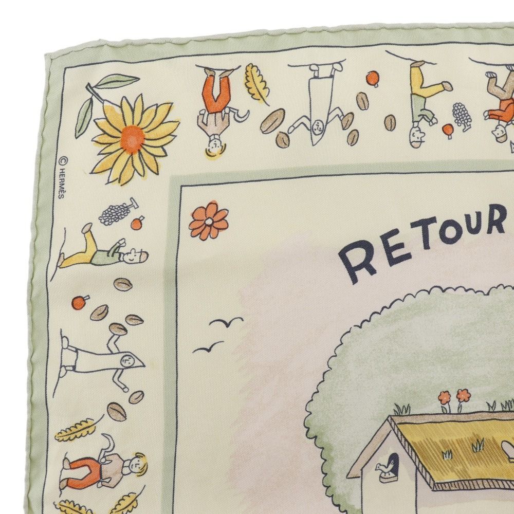 Hermes Retour Terre Carre 45 Silk Green LadyScarf Scarf — view 2