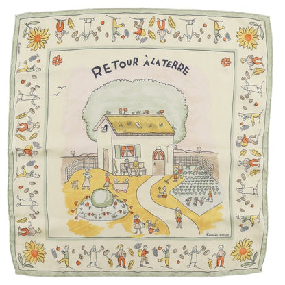Hermes Retour Terre Carre 45 Silk Green LadyScarf Scarf