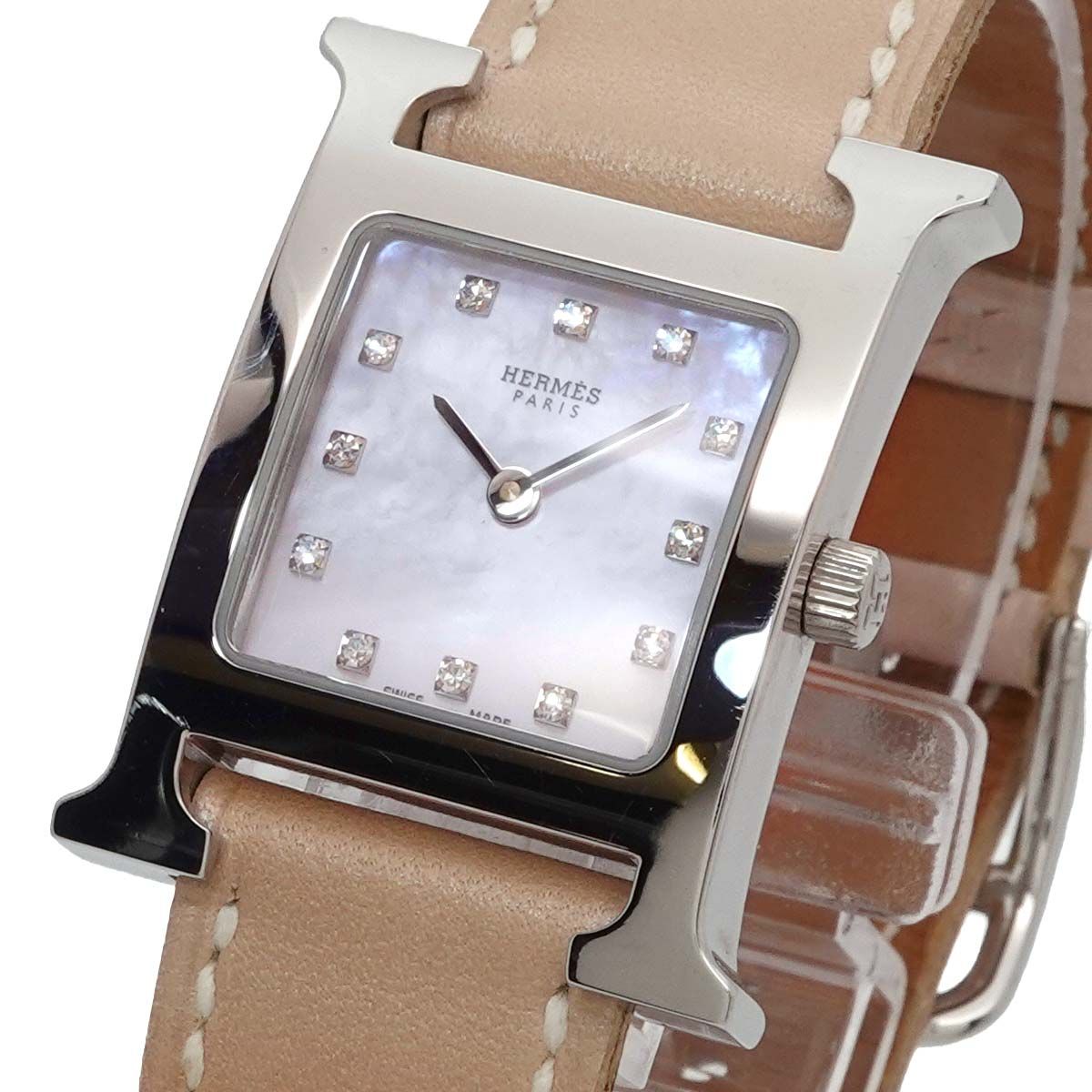 Hermes Watch Hh1 210 Diamond White Shell Quartz — view 8
