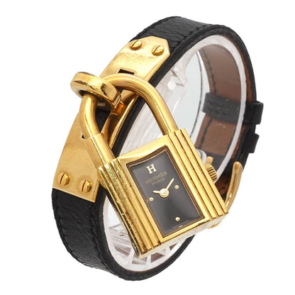 Hermes Kelly Watch Vintage Gold Black Quartz Cadena — view 2
