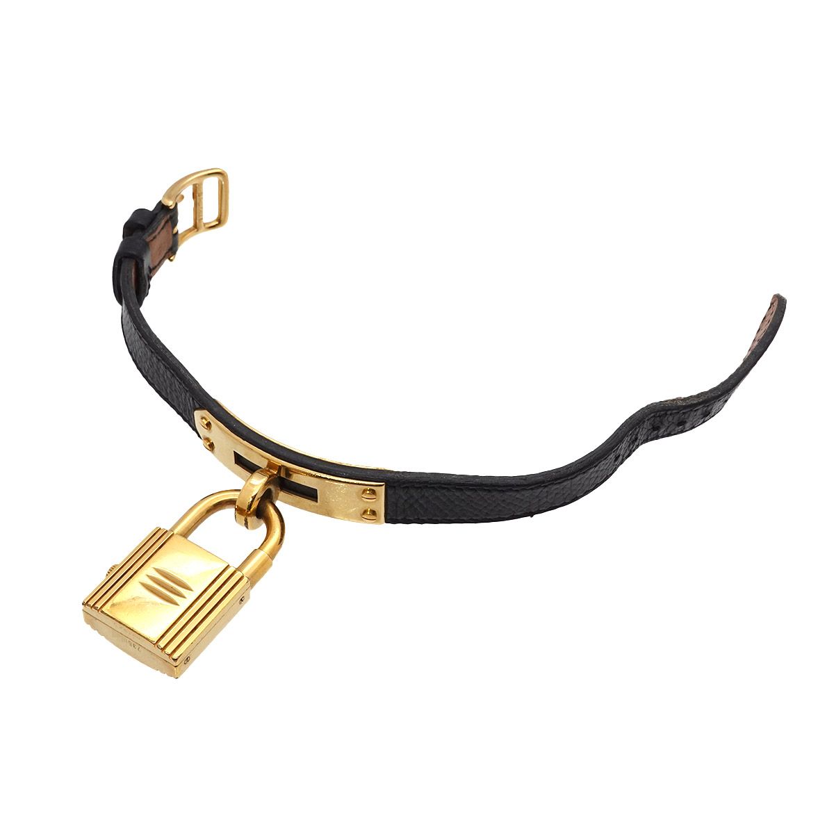 Hermes Kelly Watch Vintage Gold Black Quartz Cadena — view 5