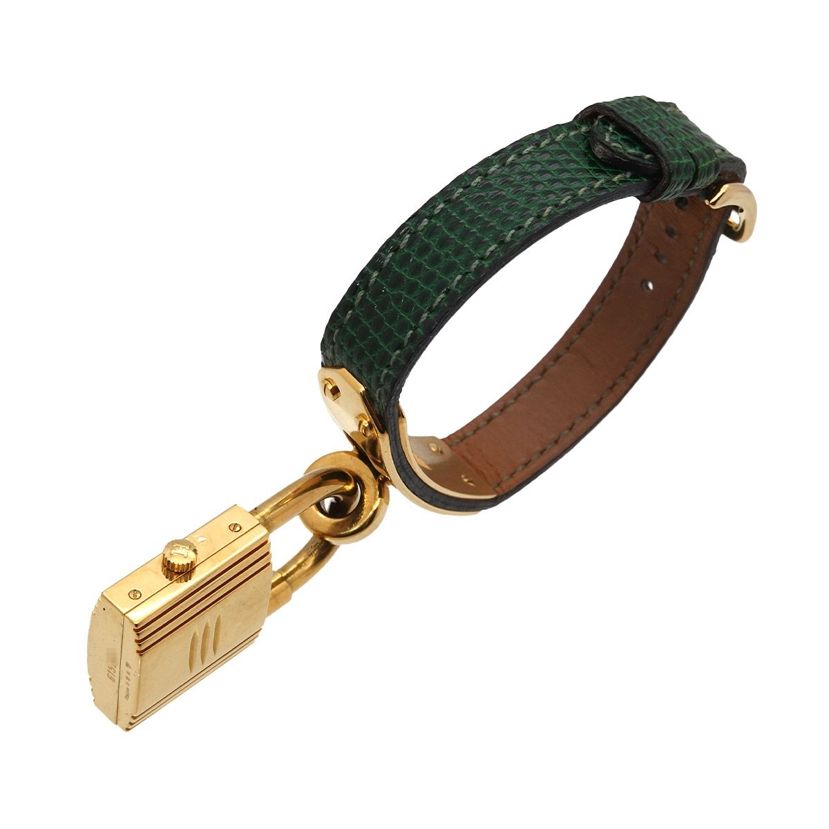 Hermes Kelly Watch Vintage Gold Green Quartz Cadena — view 6