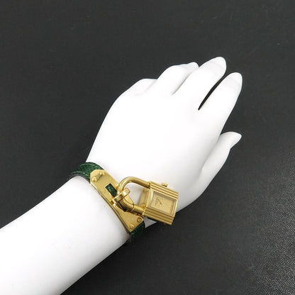 Hermes Kelly Watch Vintage Gold Green Quartz Cadena — view 3