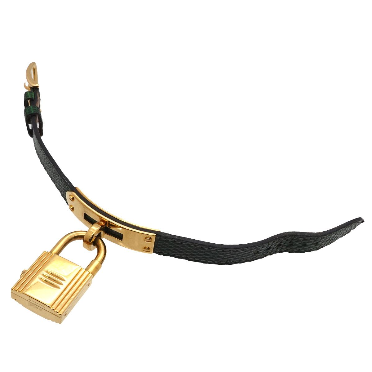 Hermes Kelly Watch Vintage Gold Green Quartz Cadena — view 5